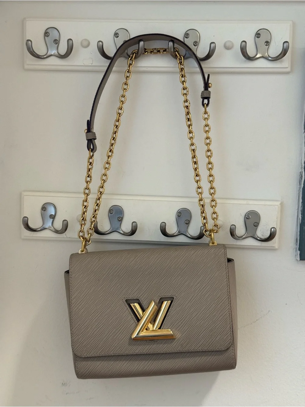 Louis Vuitton Taupe Twist MM Shoulder Bag with Gold Hardware
